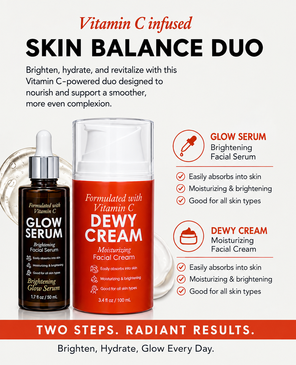Vitamin C Skin Balance Duo – Glow Serum &amp; Dewy Cream