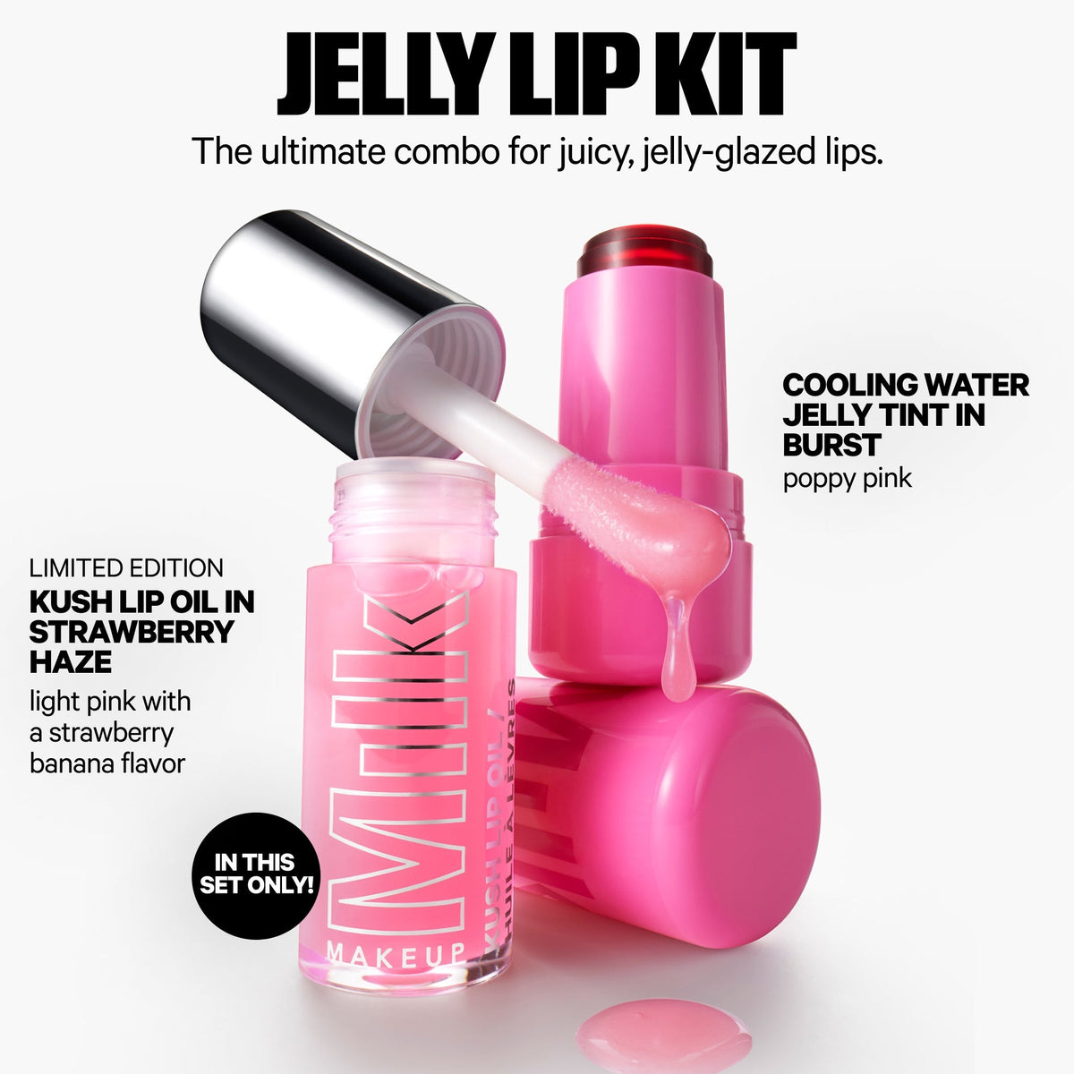 Milk Makeup Jelly Lip Kit – Strawberry Haze & Burst Poppy Pink