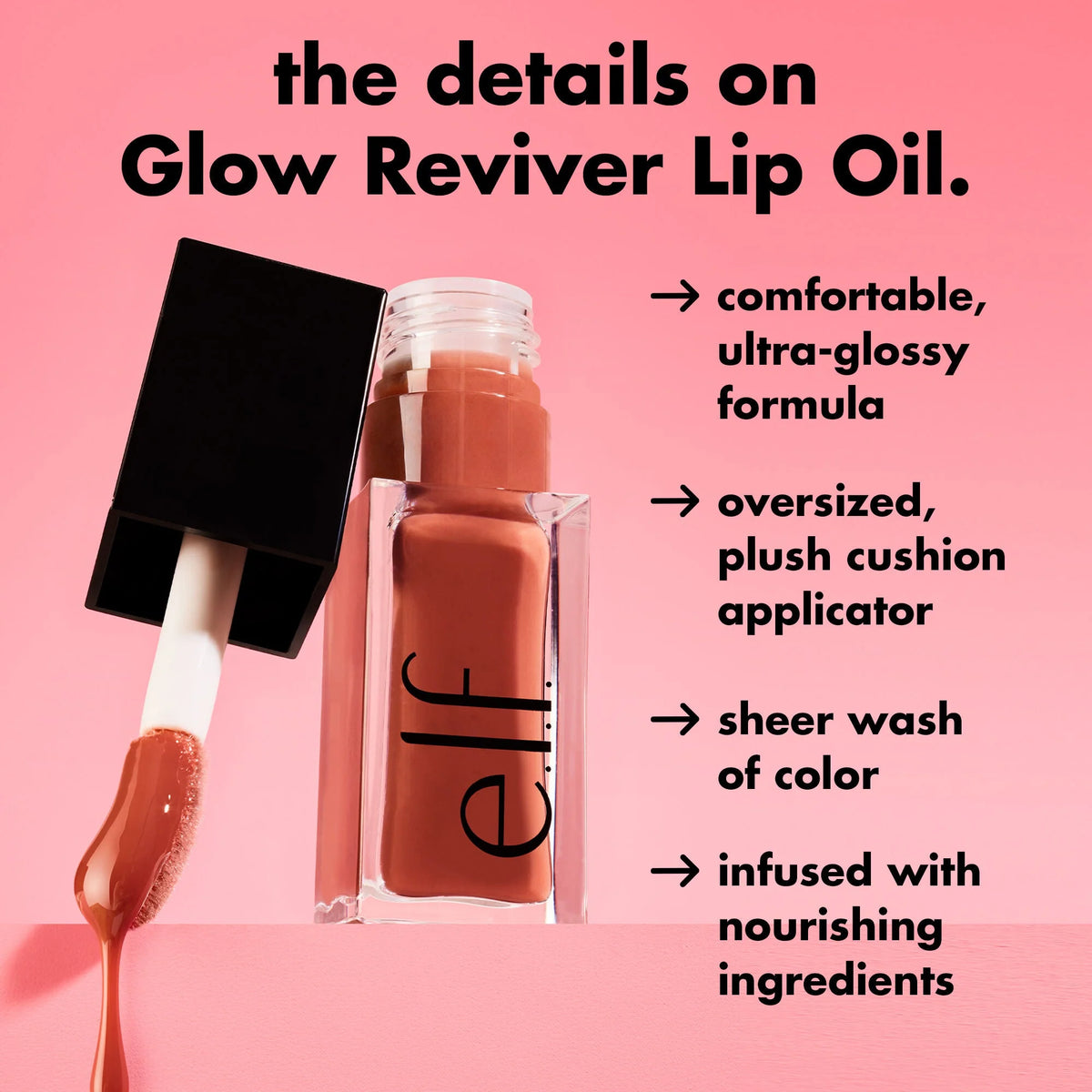 e.l.f. Cosmetics Glow Reviver Lip Oil – Rose Envy