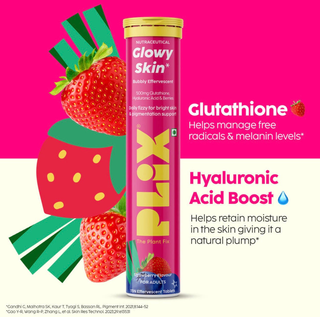 Plix Glowy Skin Bubbly Effervescent Tablets – Strawberry Flavour (15 Tablets)