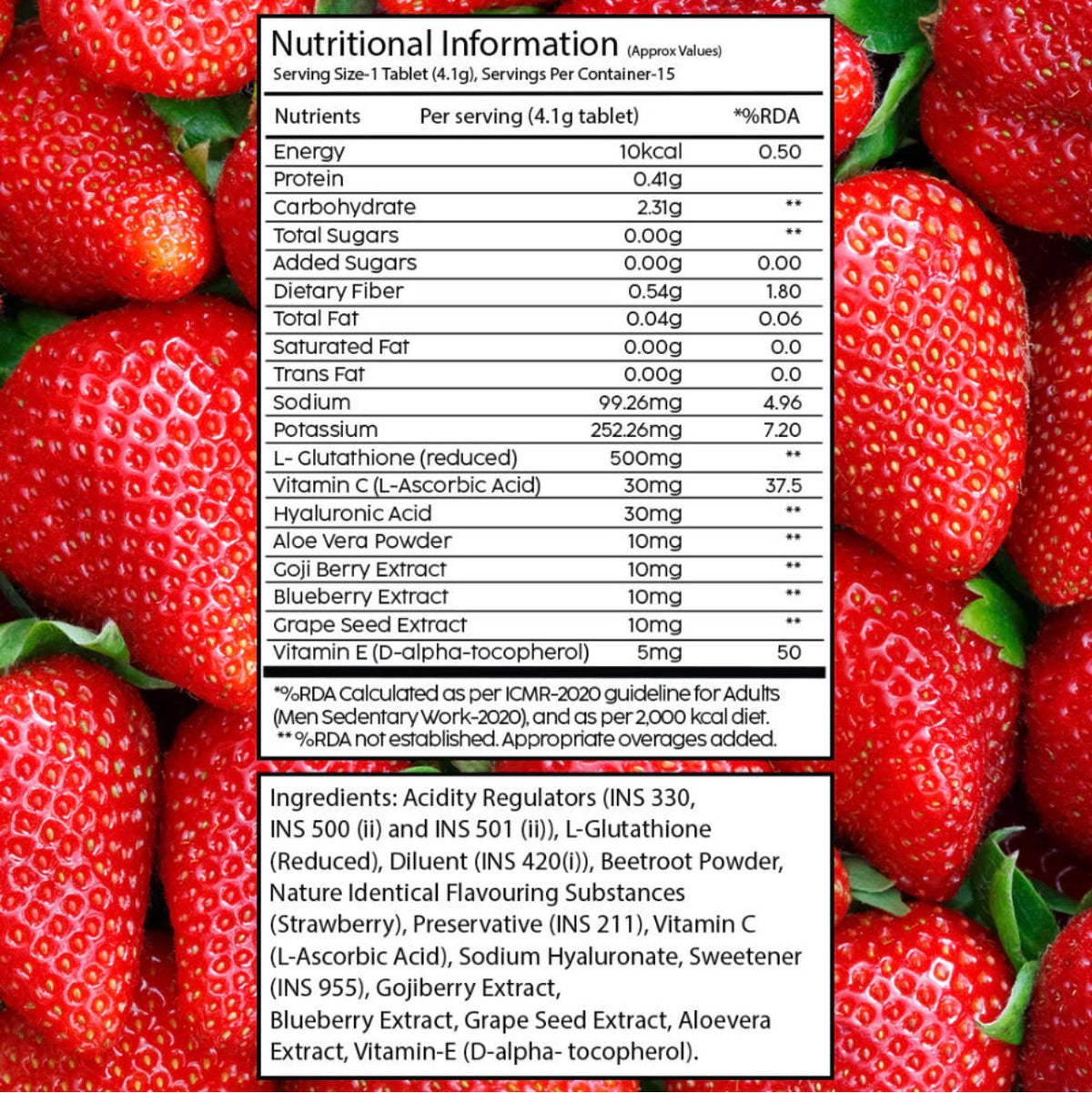 Plix Glowy Skin Bubbly Effervescent Tablets – Strawberry Flavour (15 Tablets)